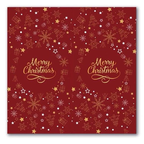 50Pk 2x4” Merry Christmas Stickers Burgundy with Gold Lettering & Snowflakes - Picture 3 of 5